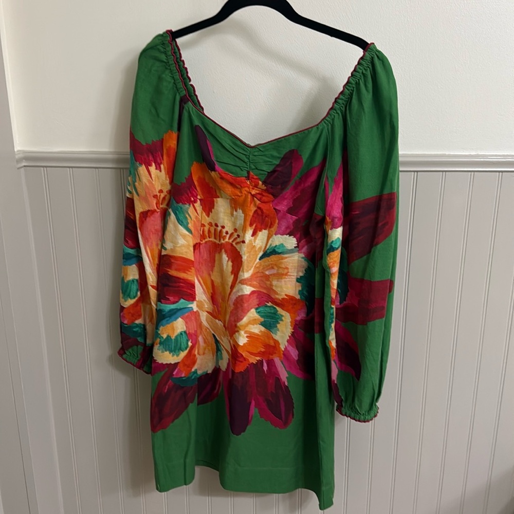 FARM Rio Green Floral Mini Dress